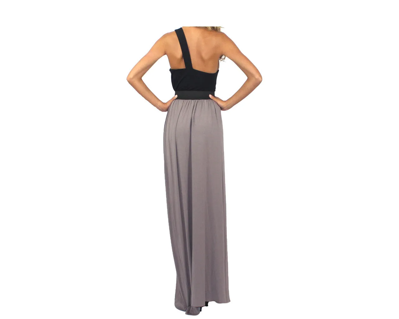 Black and taupe long dress - The Cannes