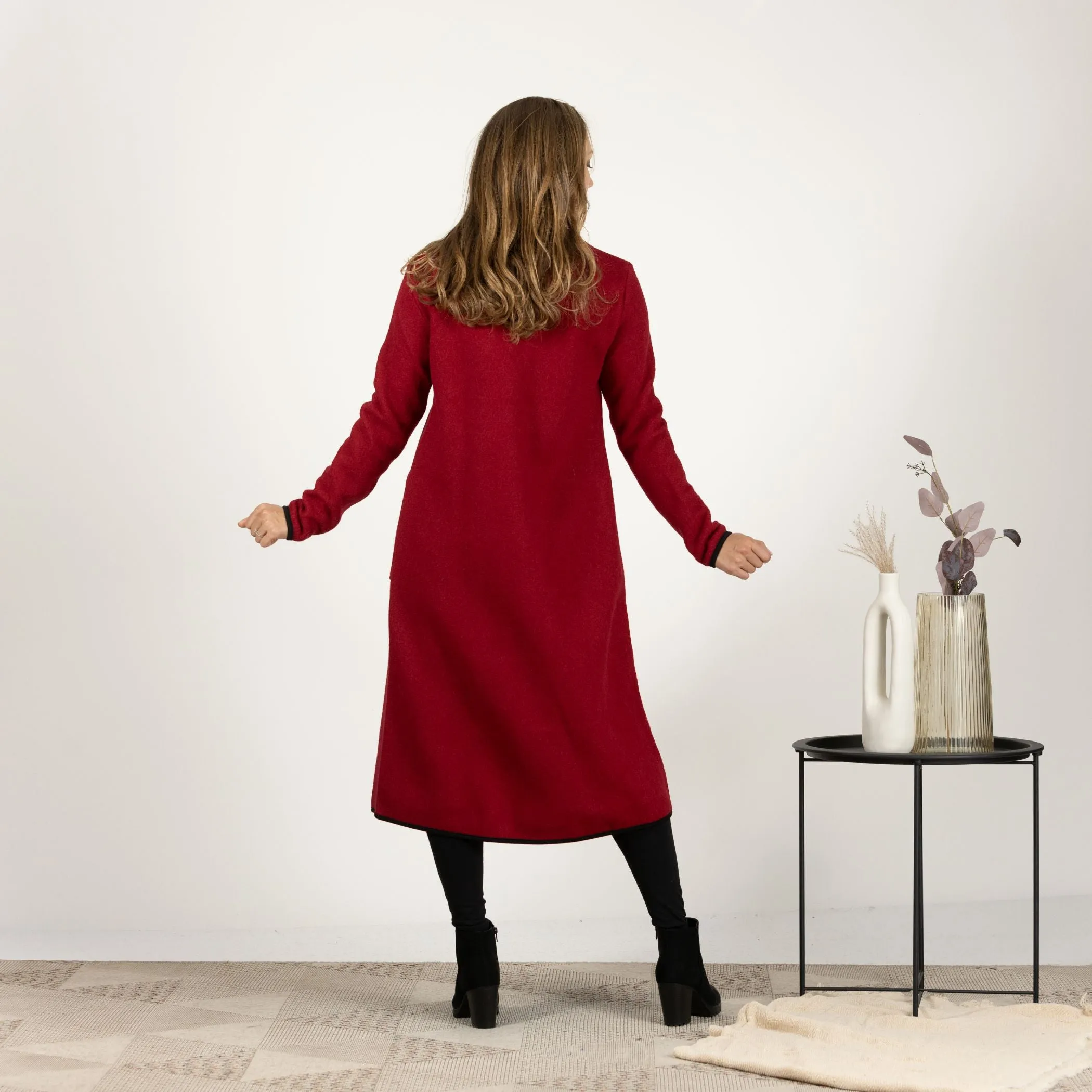 Charcoal Boiled Wool Coat with Pockets