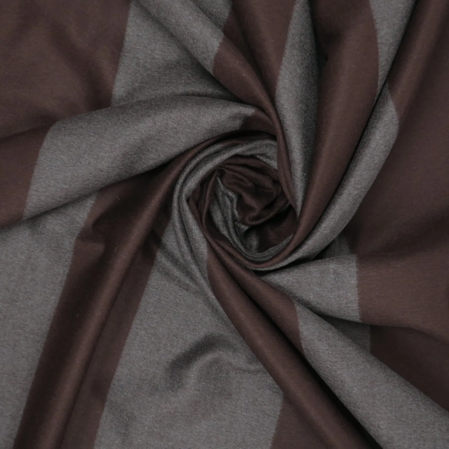 Grey and Burgundy Striped Silk & Wool Blend Fabric