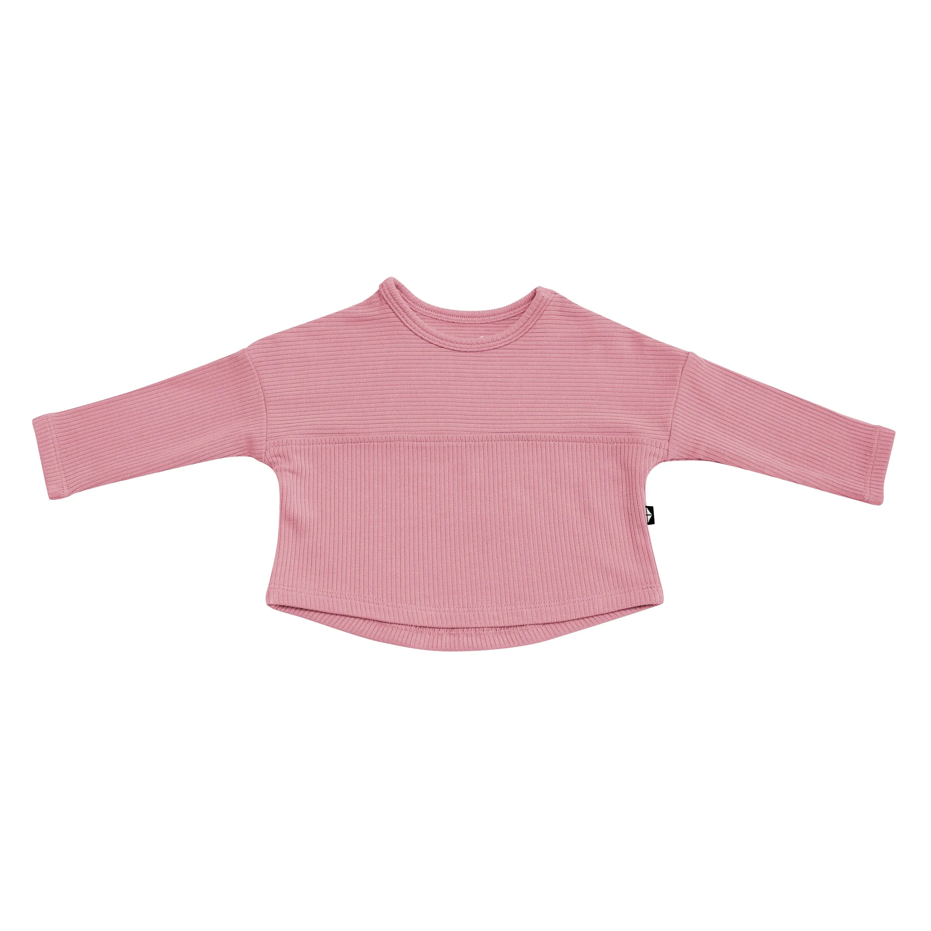 Ribbed Drop Shoulder Top in Apple Blossom